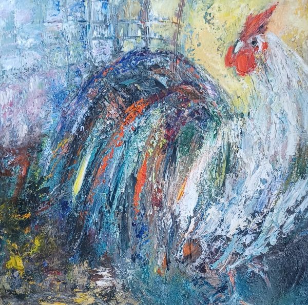 schilderij Mariette Moelands - Haan 40 x 40 cm