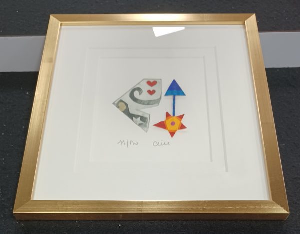 grafiek Cilia de Munnik - Ets met collage 11/500 geel/rode ster 27 x 30 cm - Afbeelding 2