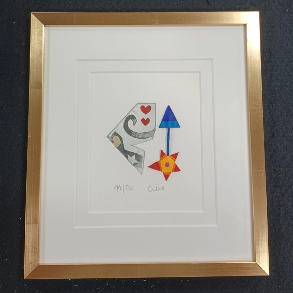 grafiek Cilia de Munnik - Ets met collage 11/500 geel/rode ster 27 x 30 cm
