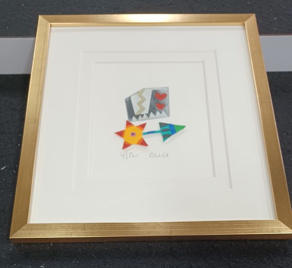 grafiek Cilia de Munnik - Ets met collage pijl naar rechts 27 x 30 cm - Afbeelding 2