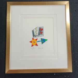 grafiek Cilia de Munnik - Ets met collage pijl naar rechts 27 x 30 cm