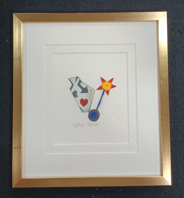 grafiek Cilia de Munnik - Ets met collage 4/500 blauwe stip 27 x 30 cm