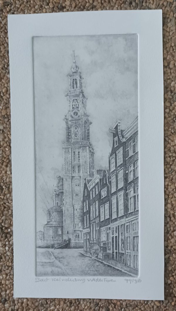 Ets Bart Reindersma - Westertoren Amsterdam 99/350 13 x 24 cm