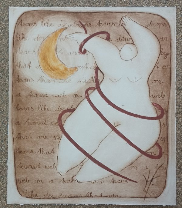 grafiek Ludy van Huffel - tears Like dewdrops 47.5 x 56 cm - Afbeelding 2