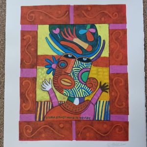 grafiek Clemens Briels - Gloria brings wood on the fire 50 x 62 cm