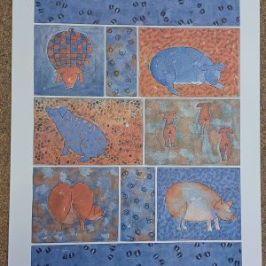 grafiek Ans van Dijk - Blue delight 65  x 92 cm