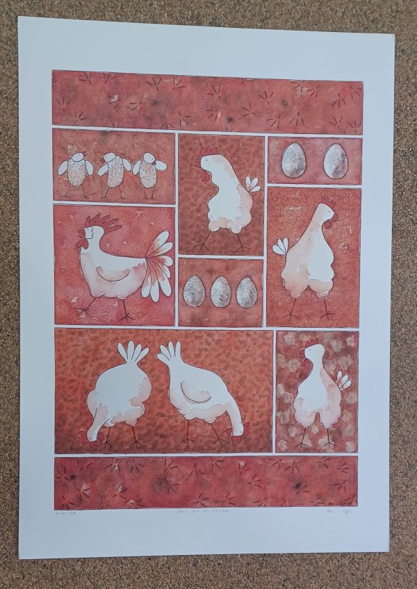 grafiek Ans van Dijk - Check out the chicken 65 x 92 cm