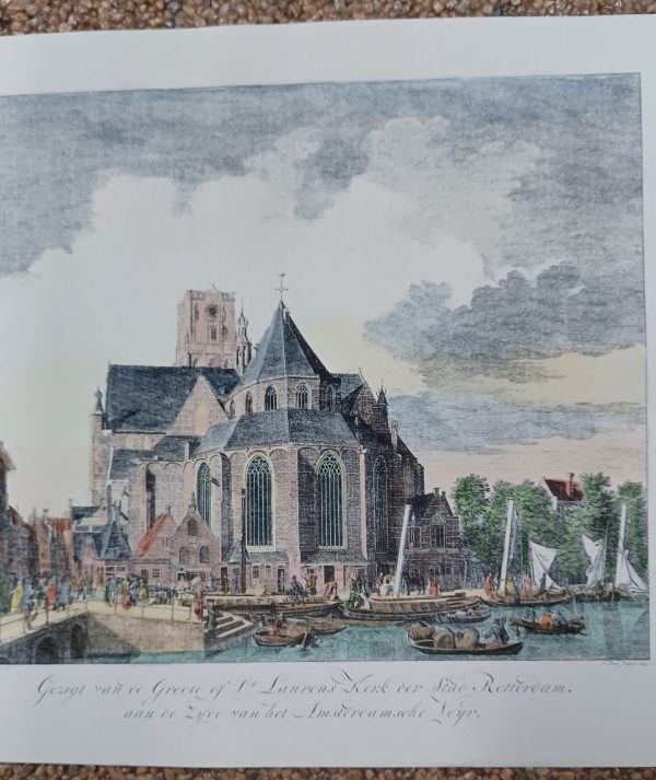 Historische prent Gezigt Grote St. Laurens 31.5 cm x 22 cm - Afbeelding 2