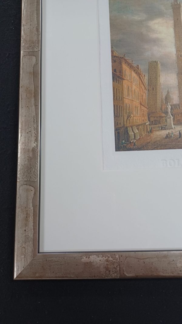 grafiek Na een schilderij van Antonio Basoli - Bologna torens Asinelli en garisenda 31 x 38.5 cm - Afbeelding 3