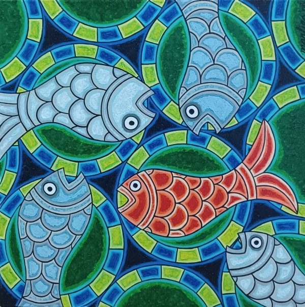 schilderij Marlies van Wezel - Smakelijk eten 60 x 60 cm