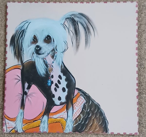 schilderij kunstenaar onbekend - hondje (48 x 48 cm) - Afbeelding 2