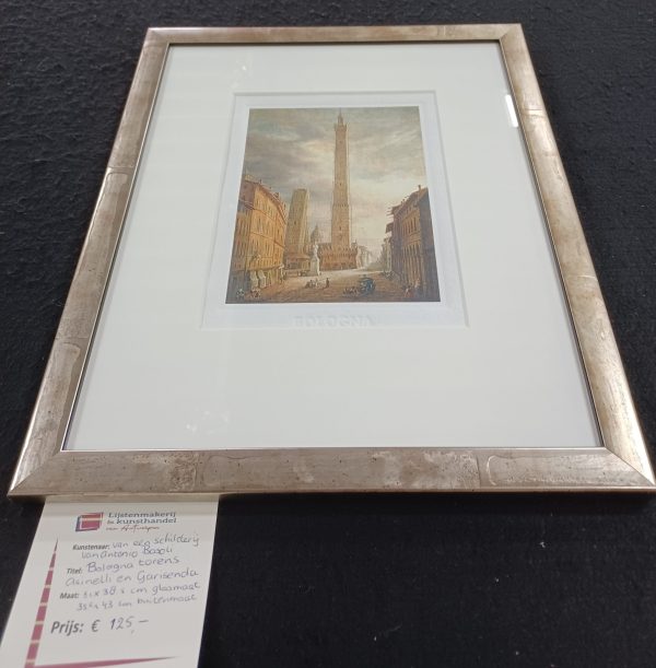 grafiek Na een schilderij van Antonio Basoli - Bologna torens Asinelli en garisenda 31 x 38.5 cm - Afbeelding 5
