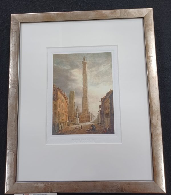 grafiek Na een schilderij van Antonio Basoli - Bologna torens Asinelli en garisenda 31 x 38.5 cm - Afbeelding 4
