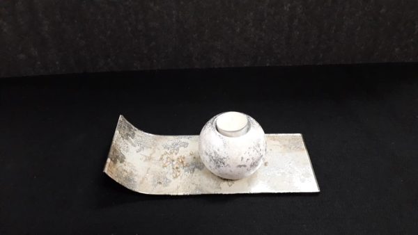 Goldbach  glas plaat met tealight houder ivoor