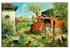 Art Revisited Koelkastmagneet Marius van Dokkum - kippenhok