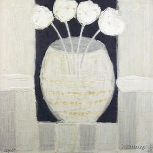 Gelimiteerde poster Universal Prints:  Juliane Sommer - Rectangles With 4 Flowers 60 x 60 cm