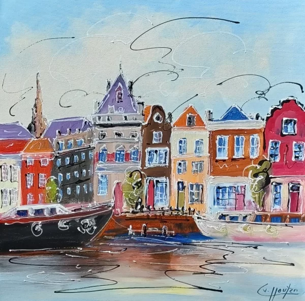 schilderij Casper van Houten - stadsgracht 70 x 70