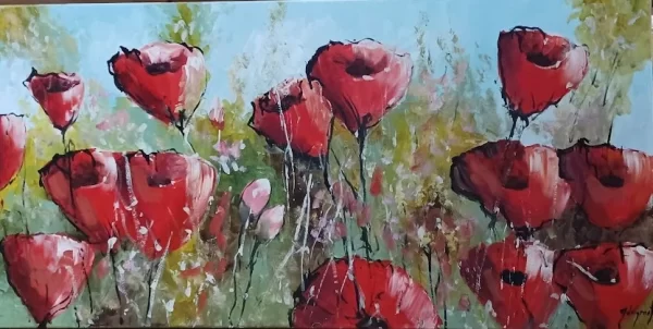 schilderij Jochem de Graaf - Klaprozenveld 140 x 70 cm