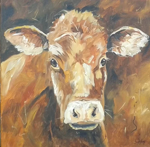 schilderij Barbara de Jong - koe 60 x 60 cm