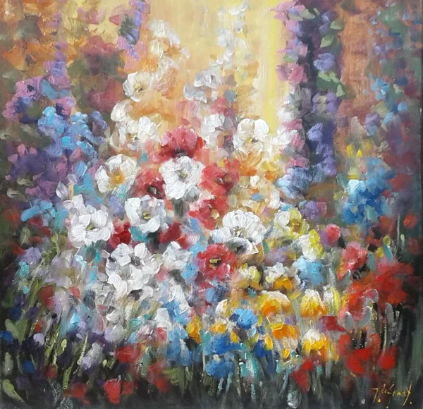 schilderij Jochem de Graaf - stokroos 100 x 100 cm