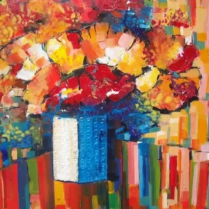 schilderij Louis Baeten - Bont boeket 80 x 70 cm