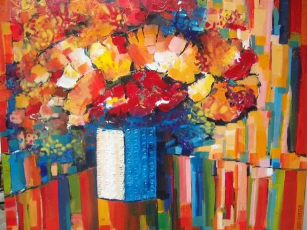 schilderij Louis Baeten - Bont boeket 80 x 70 cm