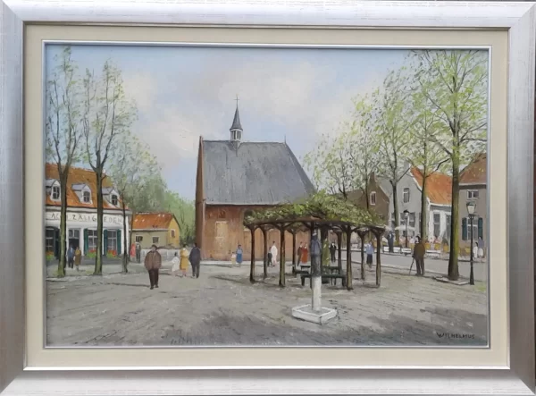 schilderij Pie Wilhelmus - Eersel met lijst 90 x 60 cm