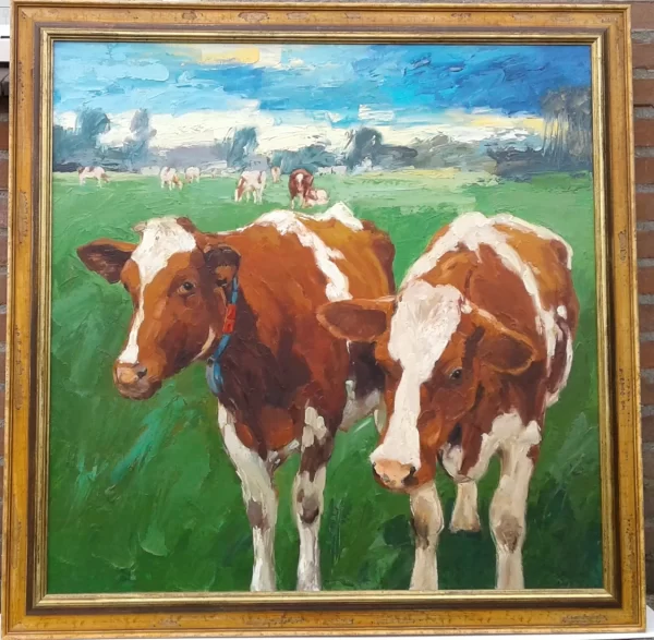 schilderij J. de Jong - koeien in de wei 90 x 90 cm - Afbeelding 3