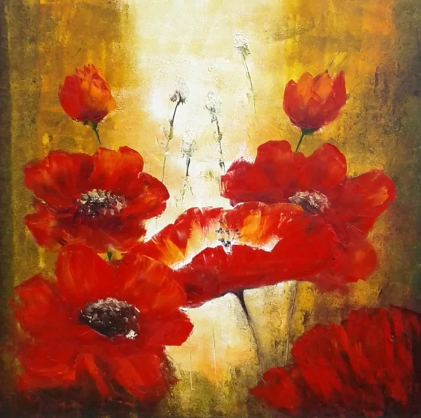 schilderij Jochem de Graaf - Klaproos 100 x 100 cm