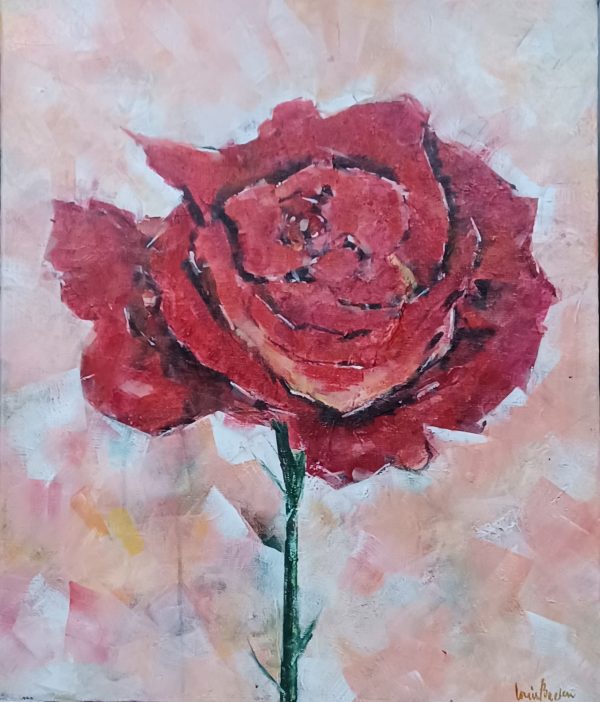 schilderij Louis Baeten - Roos  50 x 60 cm