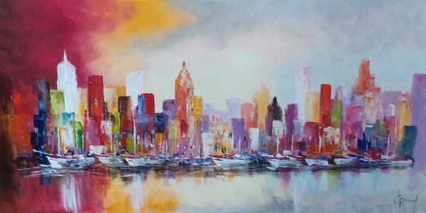 schilderij Henry Brand - stadje 140 x 70 cm - Afbeelding 2