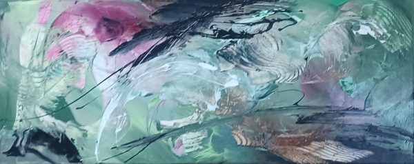 schilderij Christiane Middendorf - Grashüpfer VI 40 x 100 cm