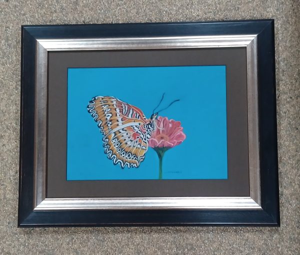 Tekening Claudia van Antwerpen - vlinder 50.5 x 40.5 glasmaat - Afbeelding 2