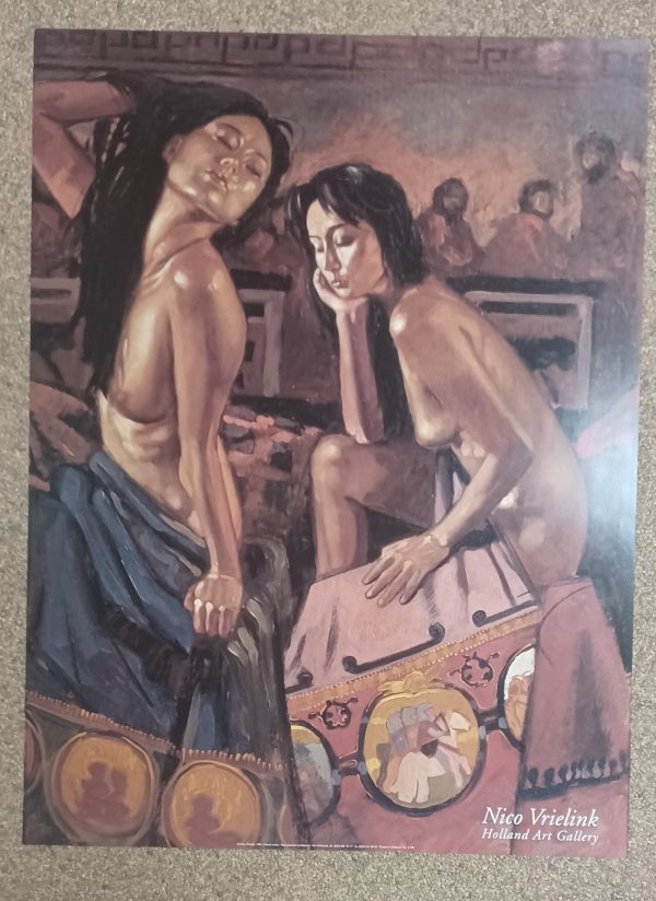 poster Art Unlimited: Nico Vrielink - Tweemaal Jeane met doek 60 x 80 cm - Afbeelding 2