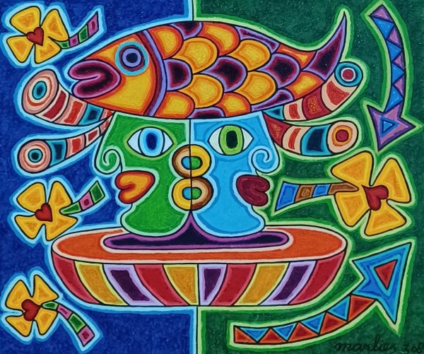 schilderij Marlies van Wezel - Vissenkop 60 x 50 cm