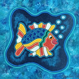 schilderij Marlies van Wezel – guppie links 50 x 50 cm