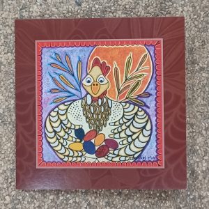 kaart Marlies van Wezel – "de kip of 't ei" 16 x 16 cm