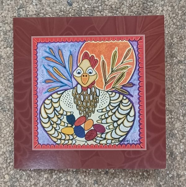 kaart Marlies van Wezel – "de kip of 't ei" 16 x 16 cm