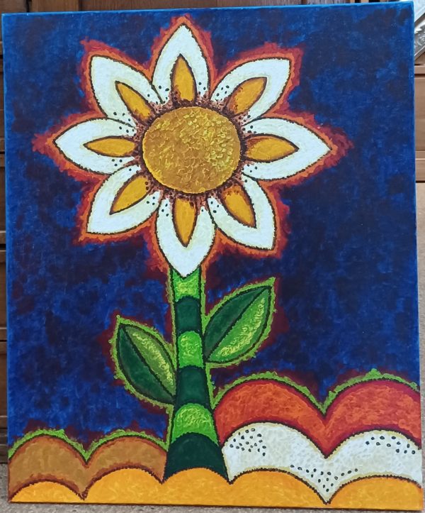 schilderij Marlies van Wezel - bloem 50 x 60 cm