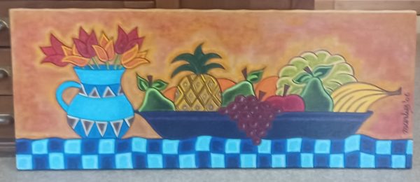 schilderij Marlies van Wezel - stilleven 100 x 40 cm