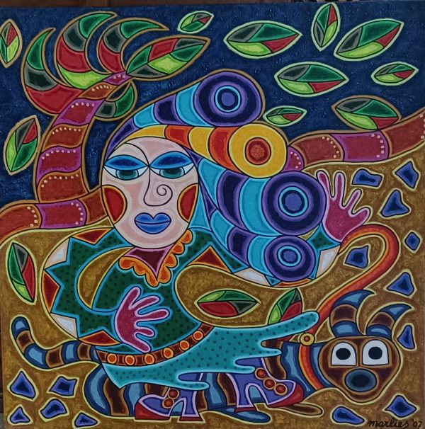 schilderij Marlies van Wezel - Weer of geen weer 80 x 80 cm