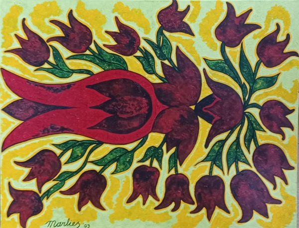 schilderij Marlies van Wezel - Tulpenboom 70 x 90 cm - Afbeelding 3