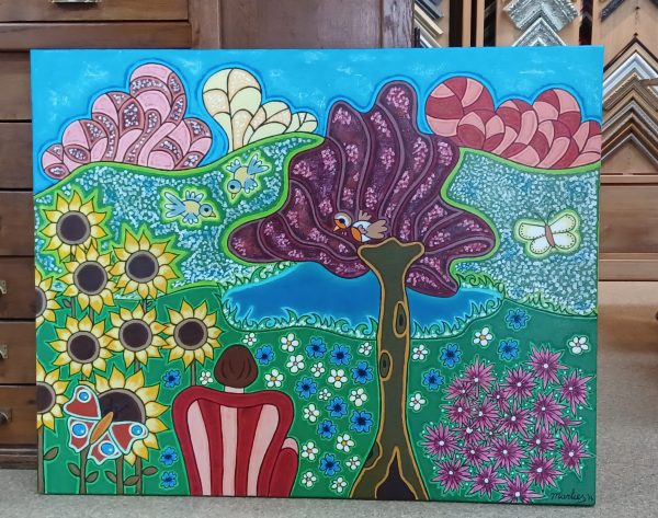 schilderij Marlies van Wezel - In de tuin 100 x 80 cm - Afbeelding 2