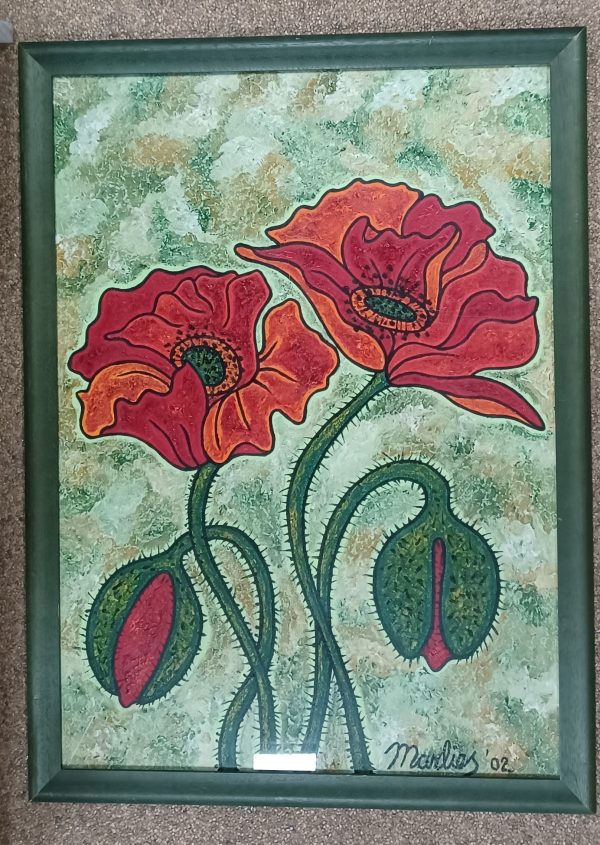 schilderij Marlies van Wezel - Klaproos 50 x 70 cm - Afbeelding 2
