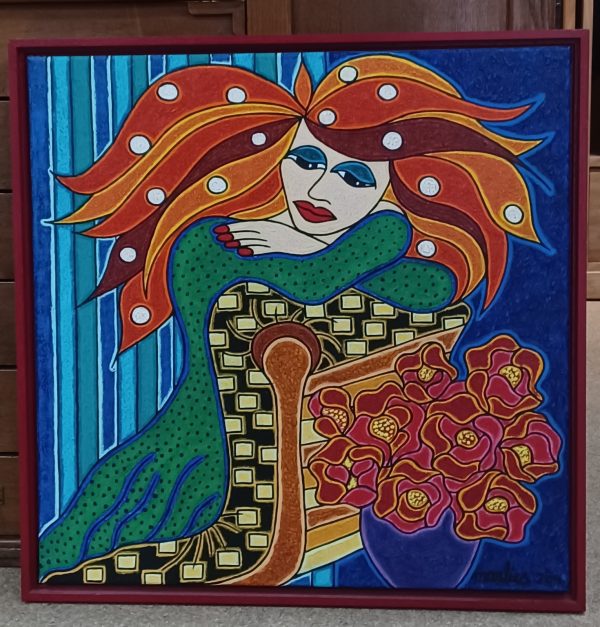 schilderij Marlies van Wezel - Droomboeket 70 x 70 cm