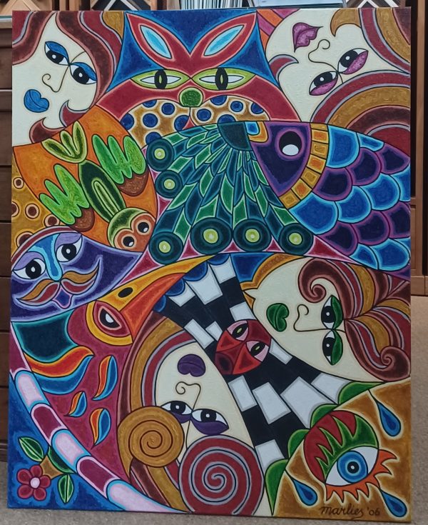schilderij Marlies van Wezel - Op zijn kop 80 x 100 cm