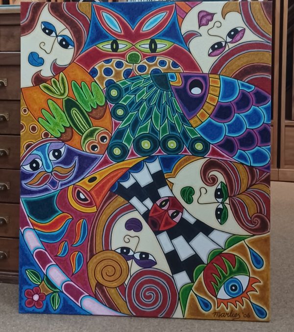 schilderij Marlies van Wezel - Op zijn kop 80 x 100 cm - Afbeelding 2