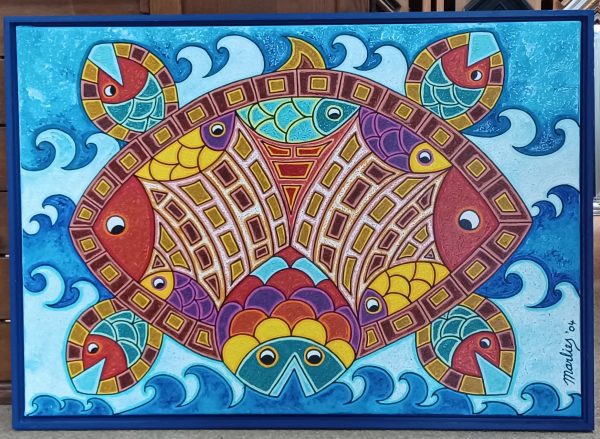 schilderij Marlies van Wezel - Turtle 100 x 70 cm