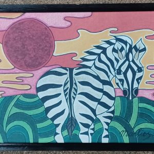 Giclee Marlies van Wezel - Zebra bij nacht 48.5 x 35.5 cm