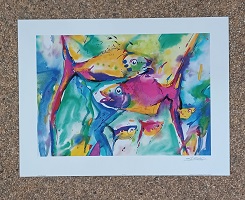 poster Avant Art Alfred Gockel -Vissen gossip 40 x 30 cm